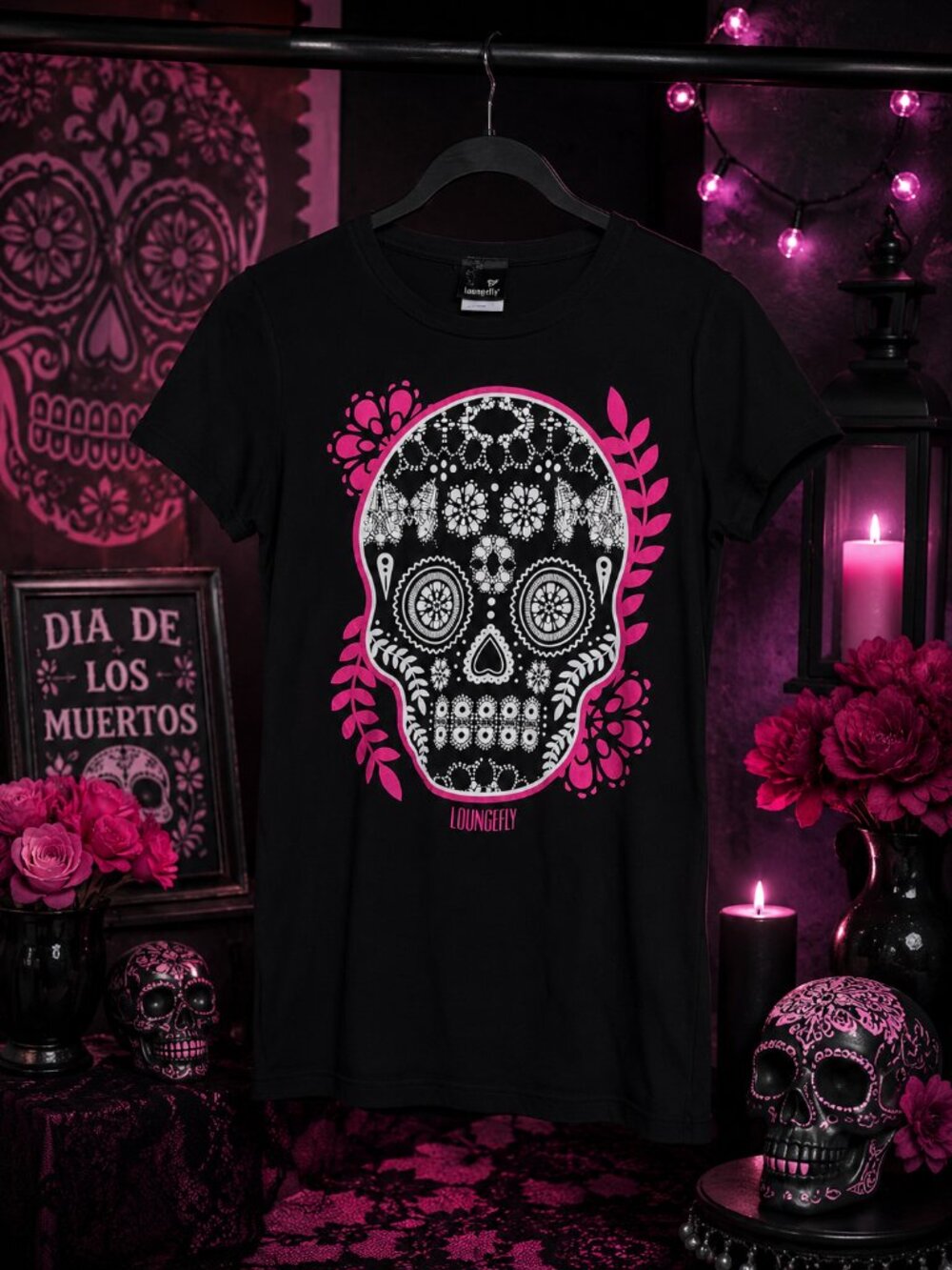 NWT Disneyland Loungefly Sugar Skull Black T-Shirt L